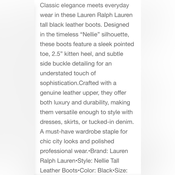 NIB $275 Ralph Lauren Black Tall Burnished Leather Boots - Picture 4 of 4